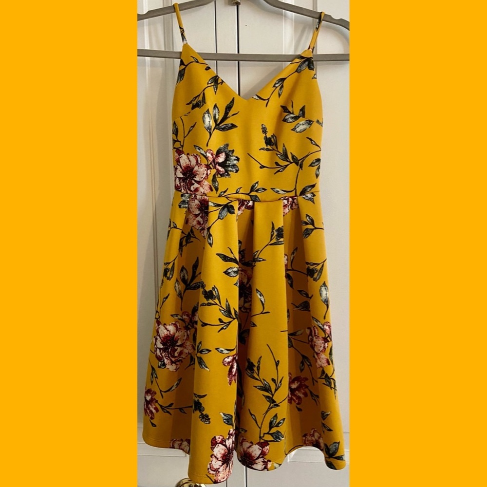 Yellow Gold Floral Slip on Sundress Size XS